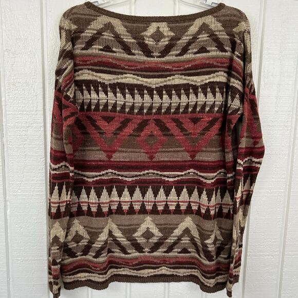 Denim & Supply RL Women Long Sleeve Sweater Brown Boho Southwest Fall Size Small - Picture 4 of 6
